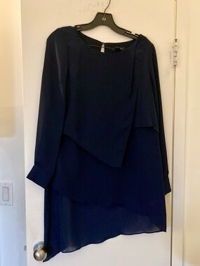 Sexy White House Black Market Navy Blue Asymmetrical Tunic or Dress Petite 10